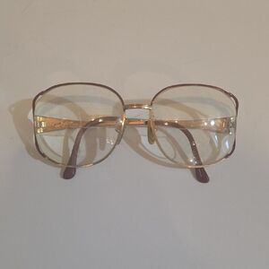 Vintage Tura Gold‎ and Burgundy Oversize Glasses Frames 80's Grandma
